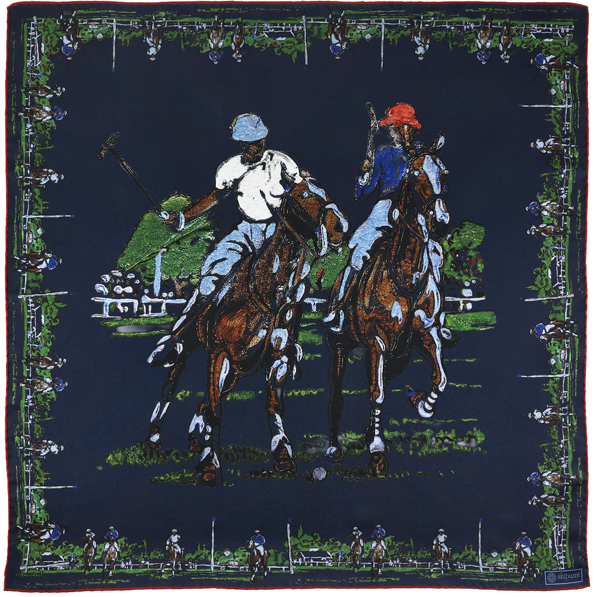 Equestrian Motif Silk Neckerchief 65 X 65cm