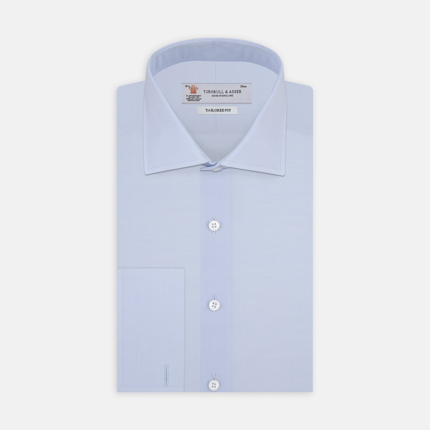 Tailored Fit Two-Fold 120 Light Blue Cotton Shirt with Kent Collar and Double Cuffs