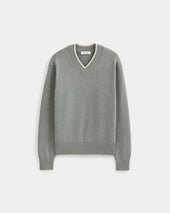 Relaxed V-Neck Sweater in Everyday Cotton | Heathered Lilypad