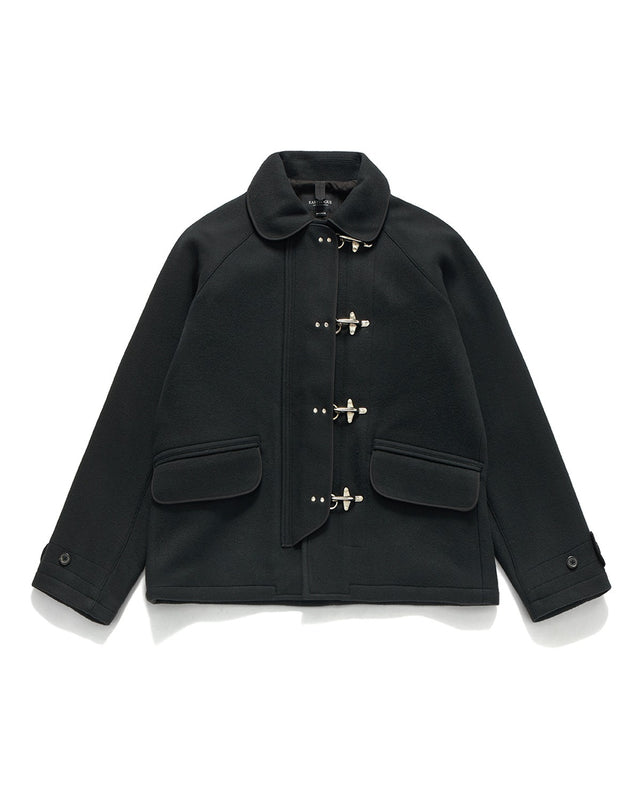 FIREMAN JACKET / ASHED BLACK MELTON WOOL
