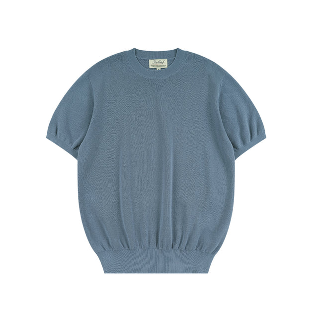 Essential Comfort Short Sleeve Round Knit (Frozen Blue)