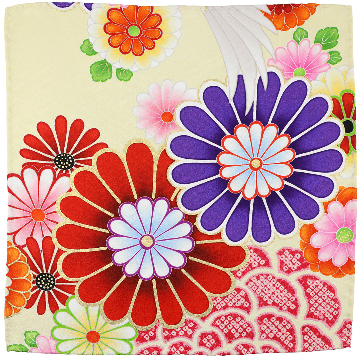 Vintage Kimono Silk Pocket Square Pale