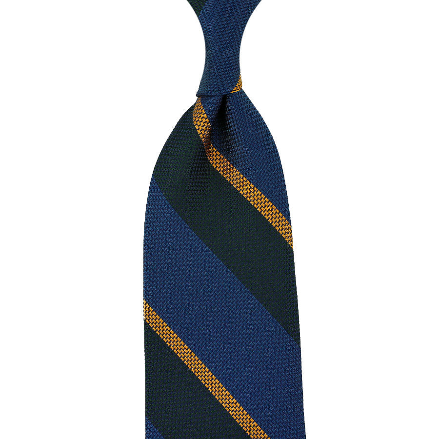 Japanese Grenadine Silk Tie Forest Blue Gold