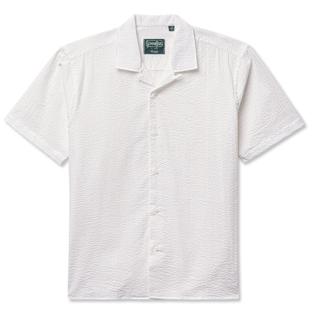 White Seersucker Camp Shirt