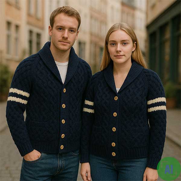 6AH Shawl Collar Cardigan – 100% Pure New Wool