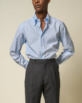 Button Down Collar Shirt Pencil Stripe Cotton Poplin