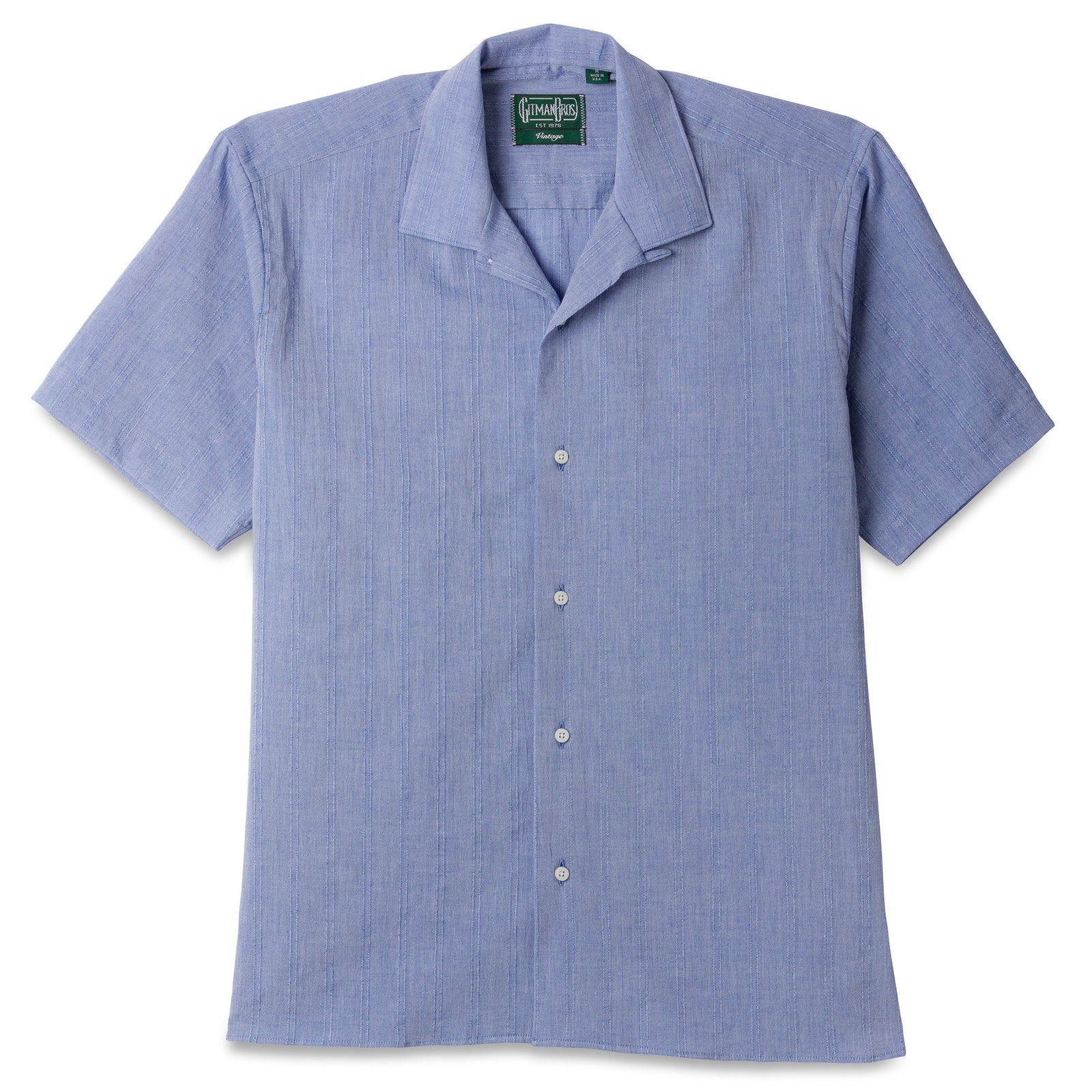 Chambray Dobby Stripe Camp Shirt