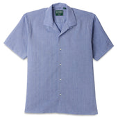 Blue Chambray Dobby Stripe Camp Shirt