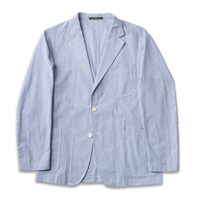 Blue Stripe Seersucker Simple Jacket