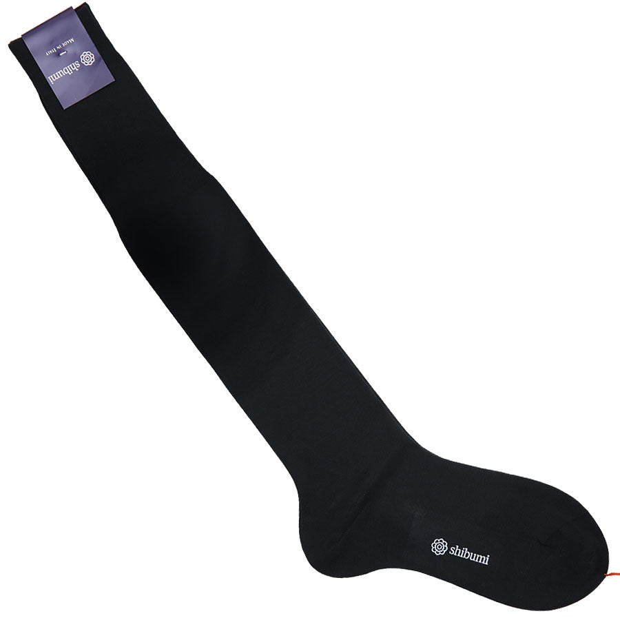 Knee Socks Plain Dark Cotton Silk
