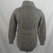 6n Long Shawl Collar Cardigan With Belt In 100 Pure New Wool