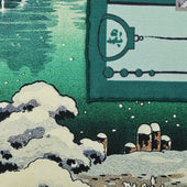 Ukiyo E Silk Pocket Square Maruyama Koen 40x40cm