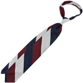 Triple Block Stripe Soft Shantung Silk Tie Burgundy Navy