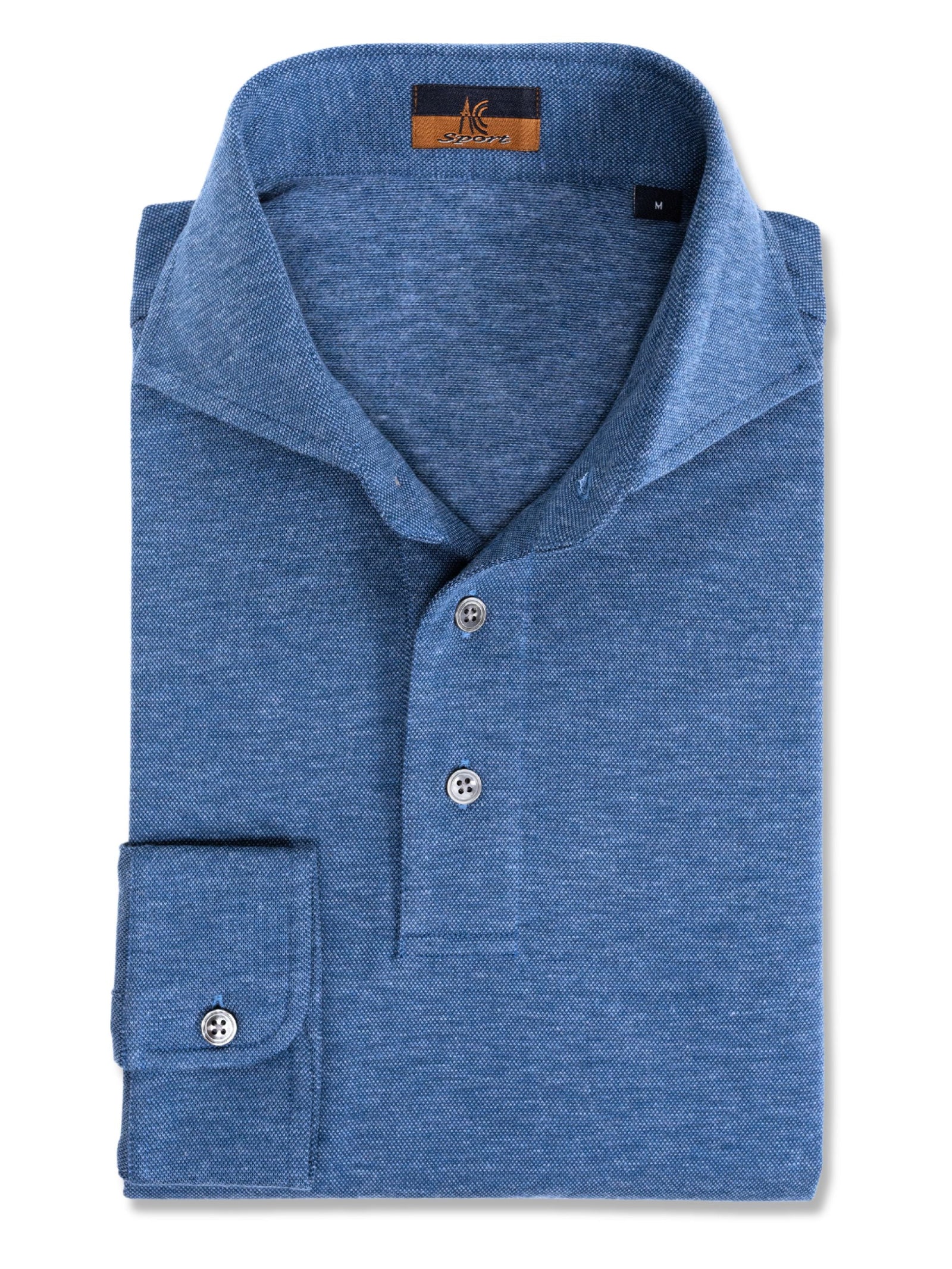 Long Sleeve Cornflower Cashco Polo Shirt Davis Fit