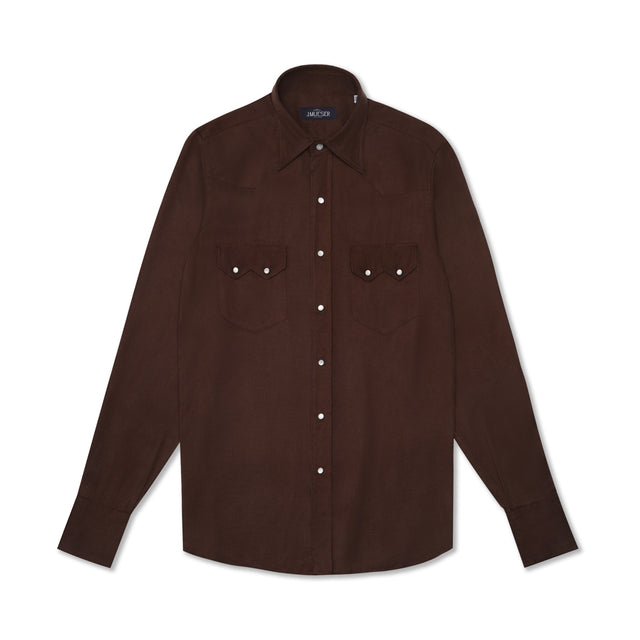 Brown Tencel Western Shirt