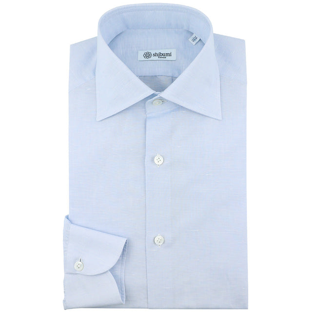 Cotton / Linen Semi Spread Shirt - Sky Blue