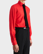 Chemise Col Classique En Popeline De Soie Tangerine