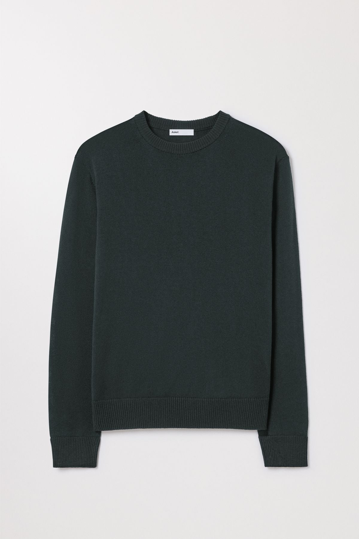 Dark Green Merino Sweater Fine Wool Crewneck Asket