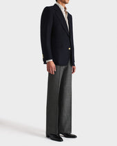 Veste Droite En Flanelle De Laine Bleu Marine
