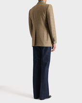 Veste Droite En Serg De Laine Peign E Noir Et Beige Glencheck