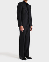 Costume Droit En Serg De Laine Peign E Anthracite Rayures Grises