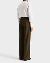 Pantalon Large En Serg De Poly Wool Et Viscose Kaki