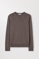 Brown Melange Merino Sweater | Fine Wool Crewneck | Asket