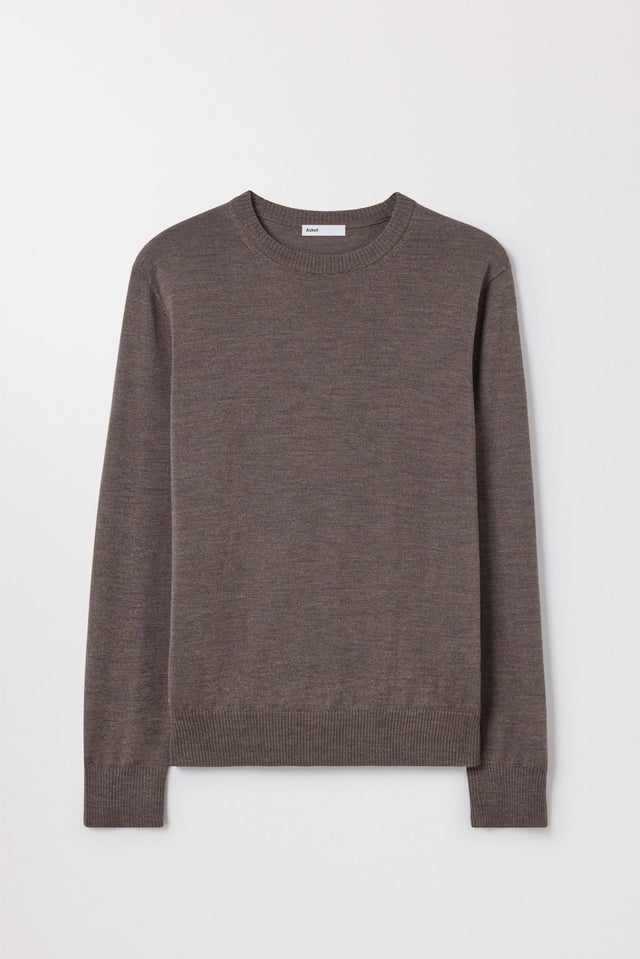Brown Melange Merino Sweater | Fine Wool Crewneck | Asket