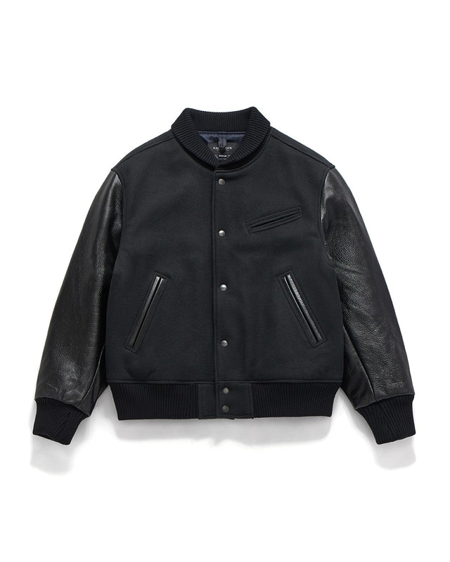 STADIUM JUMPER / ASHED BLACK MELTON WOOL