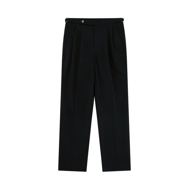 Supima cotton adjust 2Pleats relaxed Chino (Black)