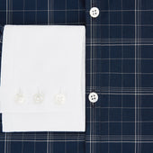 Windowpane Check Windsor Shirt With Contrast T A Collar And Cuffs
