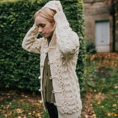 6c Hooded Cardigan 100 Aran Mellow