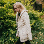6C Hooded Cardigan - 100% Aran - Mellow
