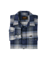 Vintage Flannel Work Shirt - Light Blue / Navy Plaid