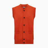 Red Cashmere Sleeveless Cardigan