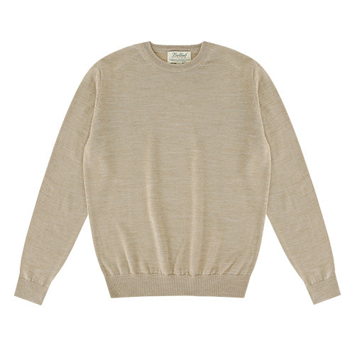 Wool soft round neck knit (Beige)