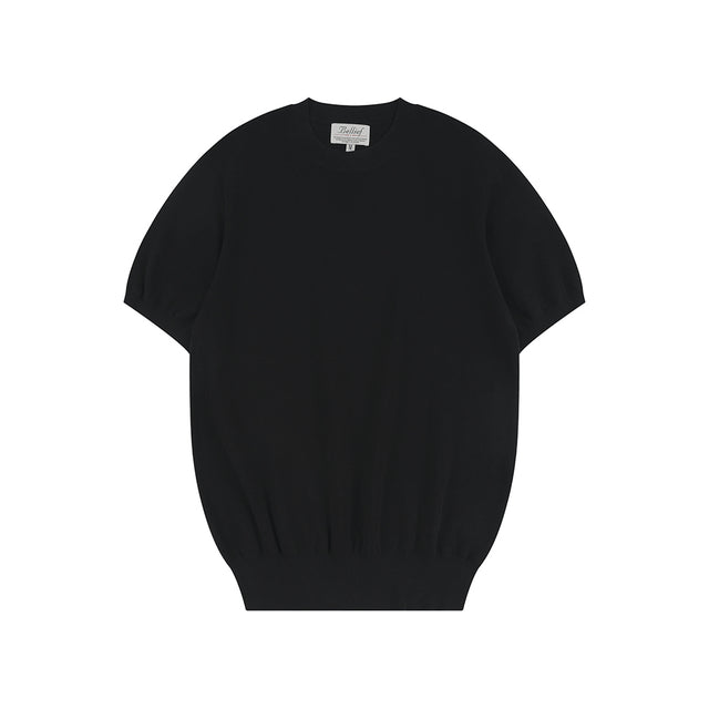 Essential Hard Twist Cotton Short Sleeve Knit (Black)
