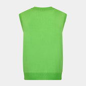 Lime Green Fine Merino V Neck Sleeveless Cardigan