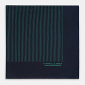 And Petrol Green Stripe Silk Pocket Square