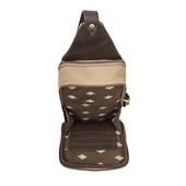 Pequeno Crossbody Bag Leather And Sand Canvas