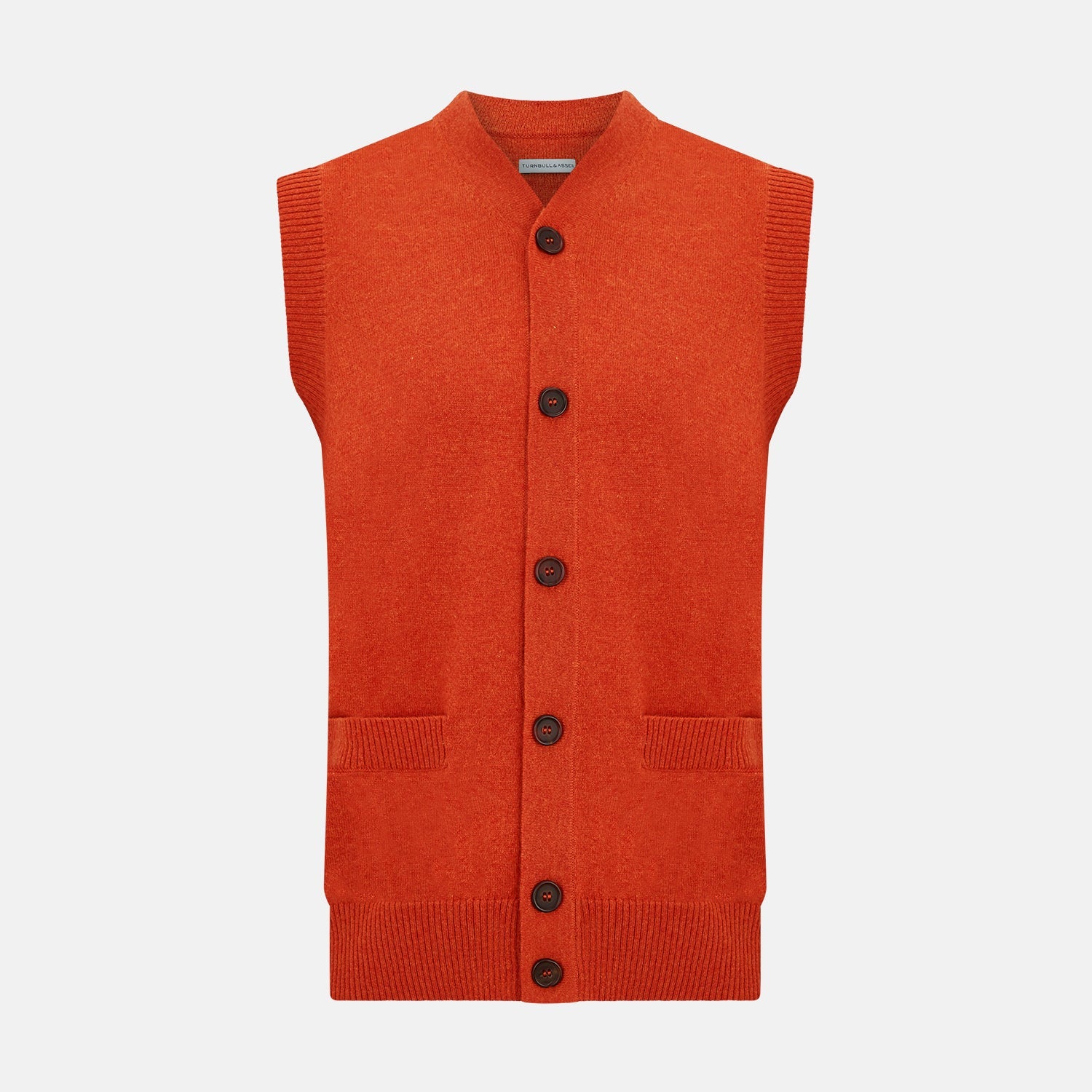 Red Cashmere Sleeveless Cardigan