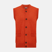 Red Orange Cashmere Sleeveless Cardigan