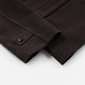Suede French Car Coat Dark Brown
