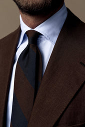 Block Stripe Grenadine Garza Fina Silk Tie Navy