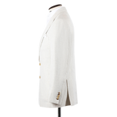 Double Breasted Peak Lapel Jacket In Natural Linen
