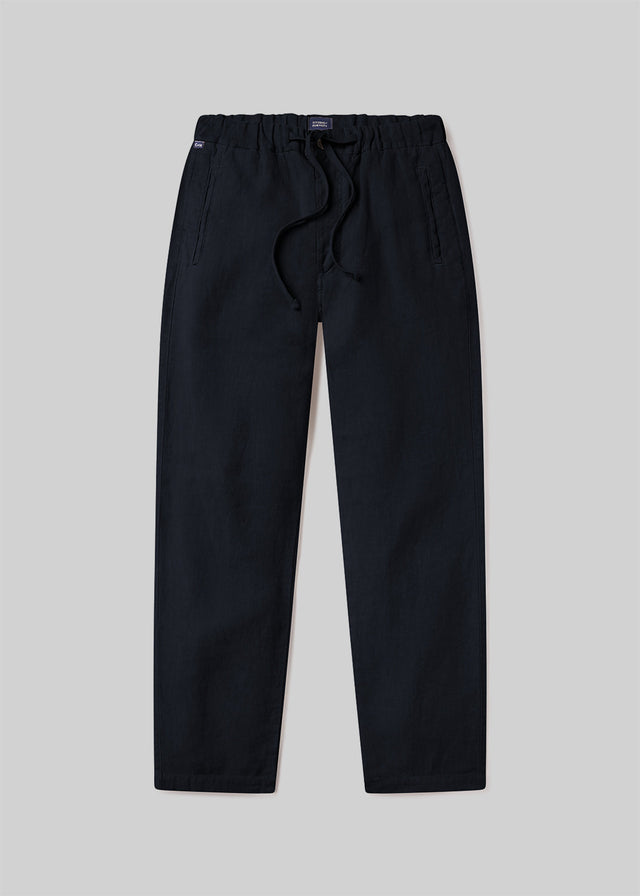 Drawstring Deck Linen Pant in Navy