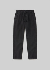 Drawstring Deck Linen Pant in Washed Black