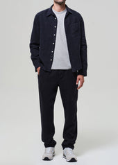 Drawstring Deck Linen Pant in Navy