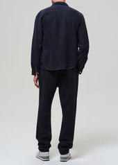 Drawstring Deck Linen Pant in Navy