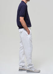 Drawstring Deck Linen Pant in White